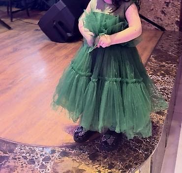 dəri baletkalar: Uşaq üçün dəbdəbəli ziyafət/gecə geyimi – tüllü yaşıl don - Rəng — 1