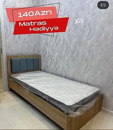 Çarpayılar: Tək nəfərlik çarpayı - Material: taxta karkas, başlıqda yumşaq — 1