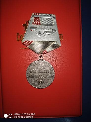 plak: SSR medalı – “Uzunmüddətli və vicdanlı əməyə görə”. - Material — 2