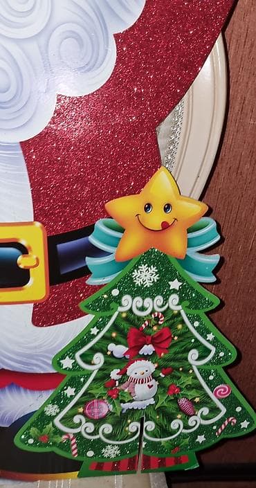 profil ucun masin sekilleri: Yeni il dekoru – parıltılı Şaxta Babanın döşəmə/divar bəzəyi - — 3