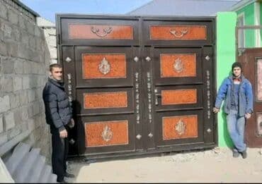 жер тошок: Железо Дворовые ворота, Распашные, 3 м, Механические, С дверью, цвет - Голубой, Нет кредита, Платная установка, Платная доставка — 64