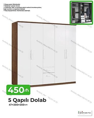 5 qapılı dolab – 47×200×200 sm - Material: 18 mm laminat - Rəng