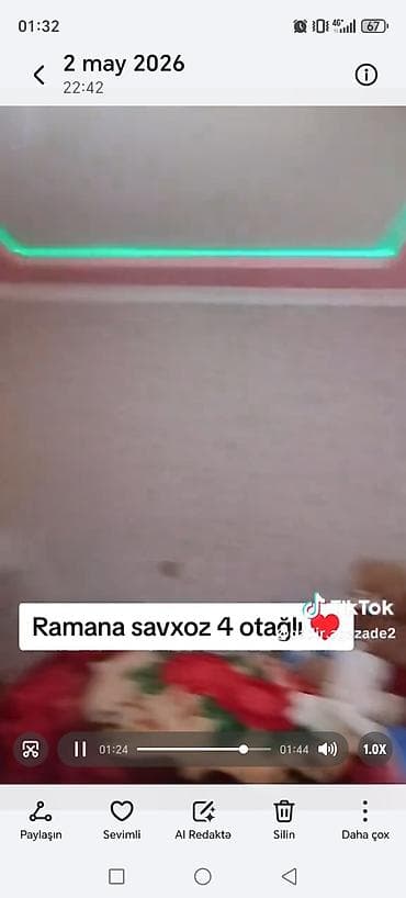 ramanada satilan bina evleri: Ramana sovxoz ərazisində 4 otaqlı mənzil/ev. Xüsusiyyətlər: - Geniş — 1