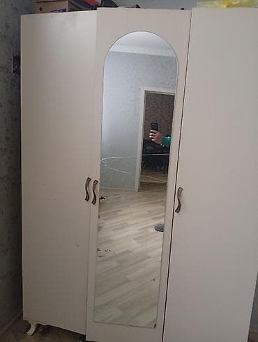 hilba bitkisi nedir: 3 qapılı, Güzgülü, Ağ, Açılan, Düz dolab — 1