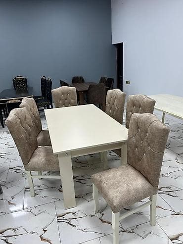 stol dəsdi: Yemək otağı üçün 6 nəfərlik stol-stul dəsti - Dəst: 1 ədəd düzbucaqlı — 2