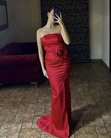 Qırmızı axşam/gecə libası Ölçü- XS/S - Model: korset tipli, çiyin və