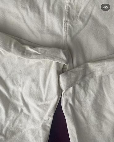 Şalvarlar: Bol kəsim Şalvar, Bershka, L, rəng - Ağ — 4