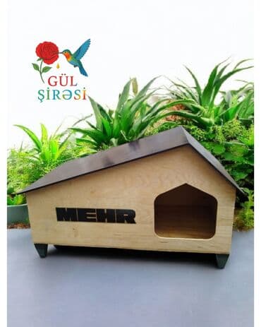купить домик для кота: Taxta pişik evi – “Burada yerim rahatdır” yazılı - Material — 30