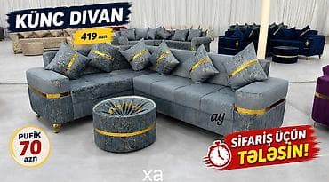 guzgu ev: Künc divan dəsti - Model: künc divan + pufik (opsional) - Rəng — 1