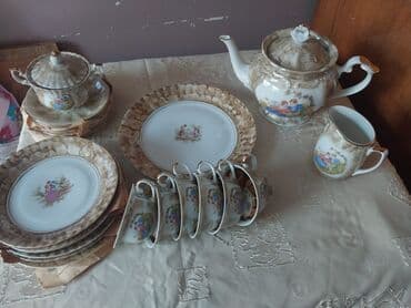 nimçe nedir: Çay dəsti, rəng - Qızılı, Farfor — 1