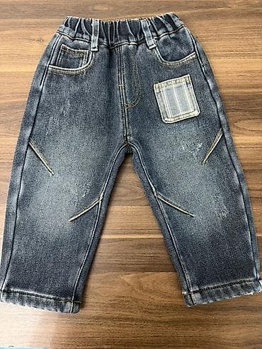 Uşaq cins şalvarı - Material: denim (cins), yumşaq və elastik rezinli — 1