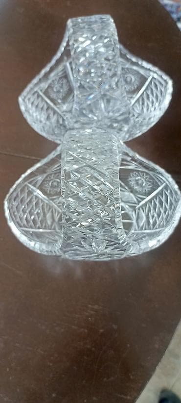 iran qablari: Çexoslovakiyanın Kəsimli kristal şüşə qab dəsti (2 ədəd) - Material — 5