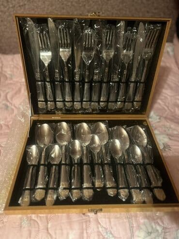 Quruducular: Qab-qacaq: Klassik dizaynlı bıçaq–çəngəl–qaşıq dəsti - Tərkib: tam — 1