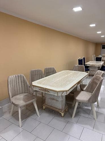 stular: Elegant yemək otağı dəsti - Komplekt: 1 ədəd düzbucaqlı masa + 6 ədəd — 1
