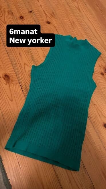 женские черные майки: Qadın geyimləri paketi - Yaşıl trikotaj crop.Brend: New Yorker — 1