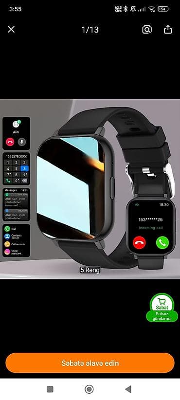 sim kartli saat: Yeni, Smart saat, Smart, Sensor ekran, rəng - Qara — 2