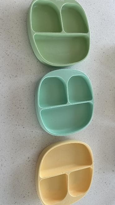 balta bıcaq: Uşaq yemək dəsti – silikon fincanlar, kasa və bölməli boşqablar — 2