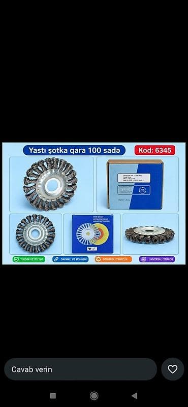 sungər: Yastı şotka – qara, 100 mm (kod: 6345) Məhsul təsviri: - Açılı — 1