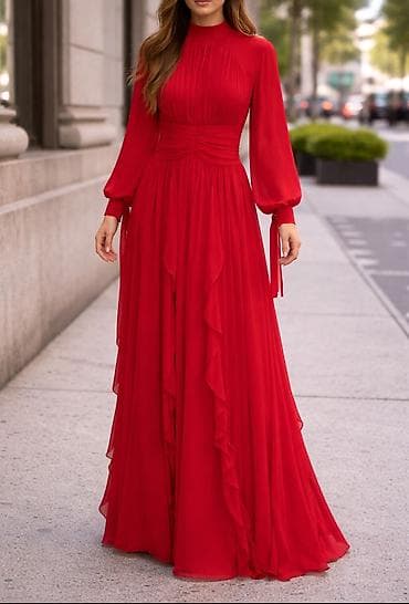 uzun yupqa: Qırmızı uzun şifon paltar
1 dəfə geyilib — 1