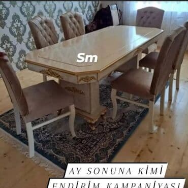 işlənmiş stol stul dəsti sumqayit: Qonaq otağı üçün, Yeni, Açılmayan, Dördbucaq masa, 6 stul — 17