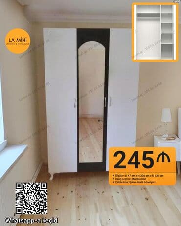 kiçik şkaf: Açılan, 3 qapılı Düz dolab, Qarderob, paltar dolabı — 1