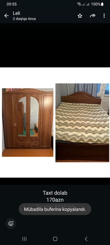 taxt setkasi: Təknəfərlik çarpayı, Dolab — 1