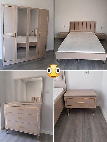 dola: Mebel dəstləri və stol/stullar 1) Yataq otağı dəsti – qara/qızılı: - — 2