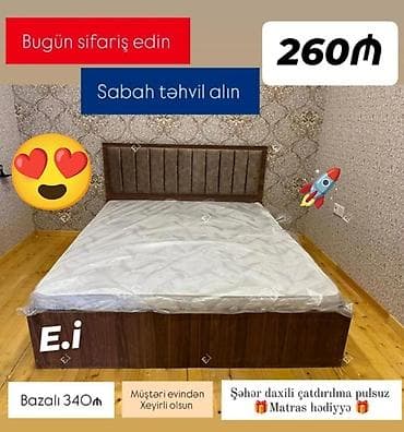 Yataq dəsti – yumşaq başlıqla - Rəng seçimləri: ağ və qəhvəyi. -
