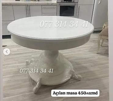 masa qonaq: Açılan dairəvi masa - Rəng: ağ - Dizayn: klassik, tək mərkəzi dayaq — 1