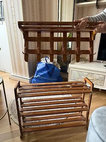 asma dolab: Ağacdan giriş dəsti – divar asılqanı və ayaqqabı rəfi - Material — 1