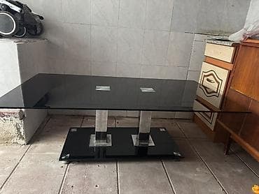 relax mebel: Qara şüşə kofe masası - Ölçü: təxminən orta ölçülü düzbucaqlı üstlük — 2