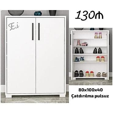kalidor ucun skaf: Ağ rəngli ayaqqabılıq şkafı - Ölçülər: 80×100×40 sm - 2 qapılı dizayn — 1