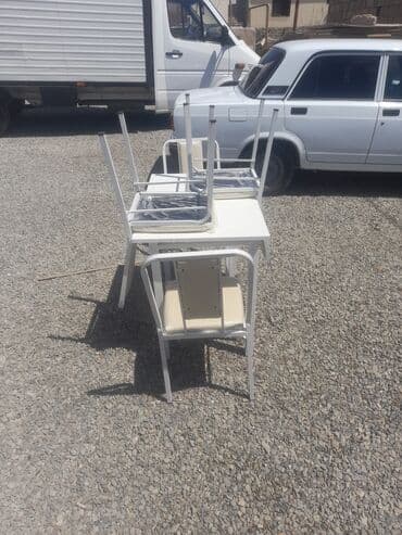 stol və stul dəstləri: Yeni, Kvadrat masa, 4 stul, Açılmayan, Stullar ilə, Metal, Azərbaycan — 2