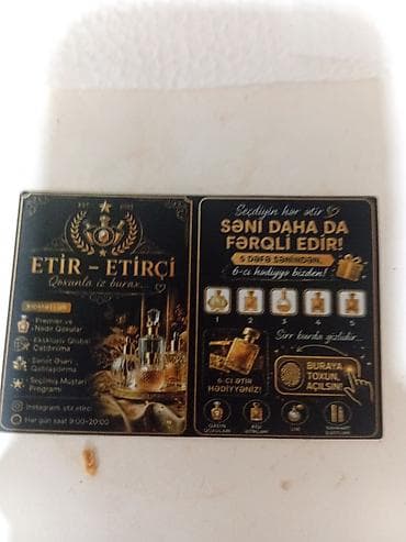 Məhsul/xidmət: Etirlər və fərdi ətir seçim xidməti Təsvir: - Bütün — 2