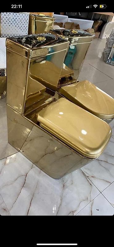 Qızılı rəngli sanitar qovşaqlar – klozet dəstləri - Material: parlaq — 3