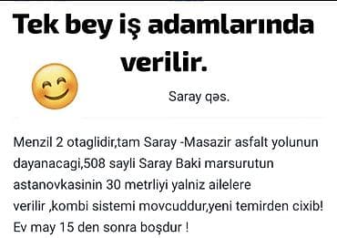 hokməli kirayə evlər: Saray qəsəbəsində 2 otaqlı mənzil kirayə verilir.ADDELNİDİR. Tam — 1