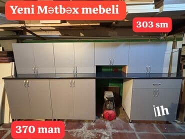 Yeni mətbəx mebeli dəsti - Ümumi ölçü: 303 sm - Rəng kombinasiya
