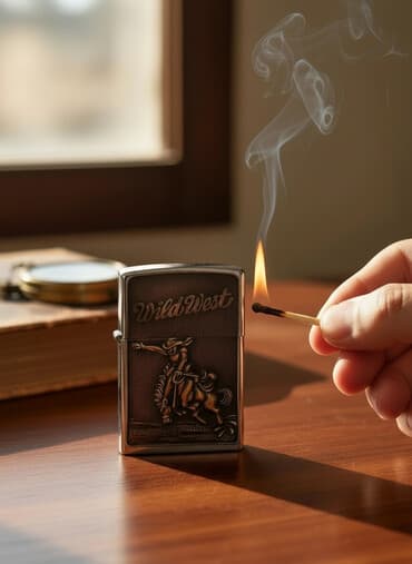 multivita sistemi: Zippo benzinli alışqan – Wild West temalı - Brend: Zippo (Bradford — 1