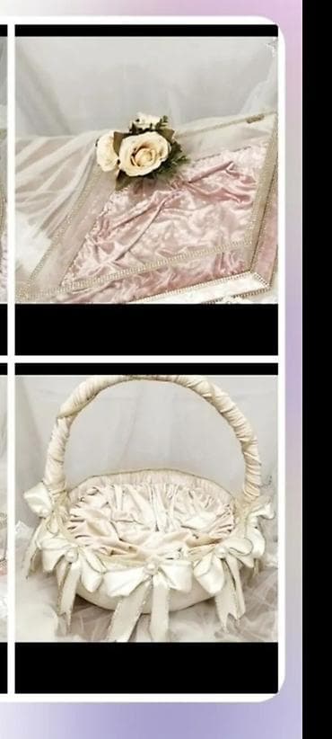 Свадебные платья и аксессуары: Xonça və nişan dəsti - Zərif dizaynlı xonça səbəti: krem rəngli — 1