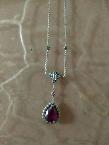 Osmanlı üslublu gümüş boyunbağı - Material: gümüş rəngli zəncir və