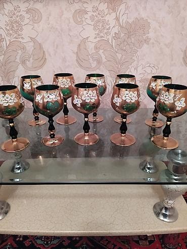 cerez qablari: Qədəhlər, rəng - Qızılı, Şüşə — 1