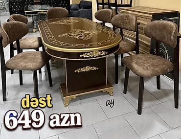 *Masa desti* *stol stul* Masa 93 ×200 +6 ədəd oturacaq 🎨 Rəng seçimi — 1