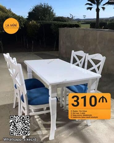 Balkon üçün, Açılmayan, Dördbucaq masa, 4 stul