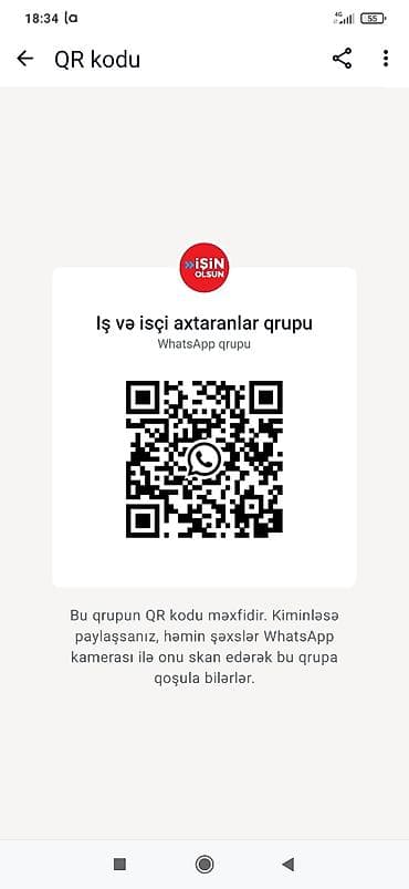 fehle is: Məhsul/xidmət: “İş və işçi axtaranlar qrupu” – WhatsApp qrupu Təsvir — 1