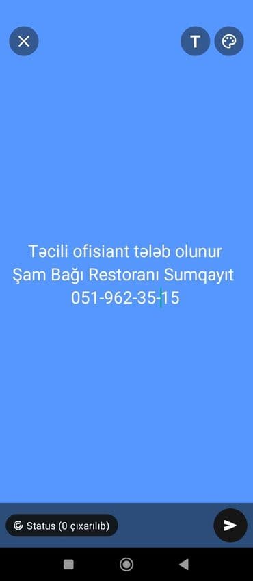bərbər tələb olunur 2024: Ofisiant tələb olunur, Restoran, Aylıq ödəniş, İstənilən yaş, Təcrübəsiz — 1