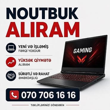 pc hisseleri: YUKSEK QİYMETE NOUTBUK ALIRAM TEKLİF EDİN YENİ VE İŞLEMİS — 1