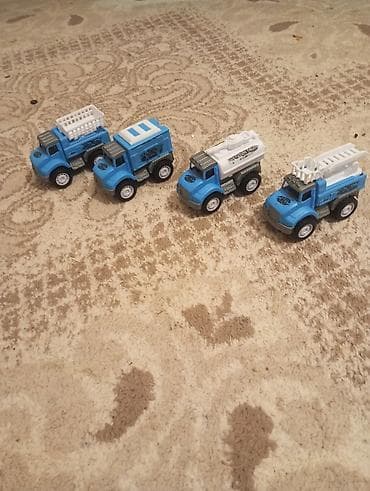 машины для детей: Uşaq oyuncağı – 4 ədəd mavi servis maşınları dəsti - Rəng — 2