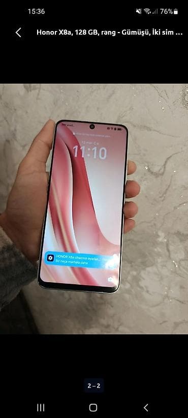 iphone 8 kamera: Honor X8a, 128 GB, rəng - Gümüşü, İki sim kartlı — 2