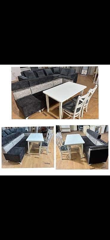 mətbəxt divanları: Mətbəx üçün, Açılmayan, Dördbucaq masa, 2 stul — 1