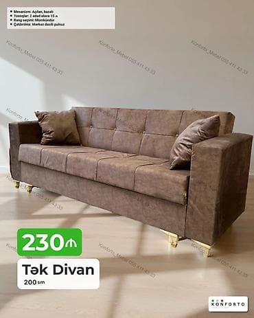 Диваны: Tək divan – 200 sm - Açılan, bazalı mexanizm: yatacaq funksiyası və — 1